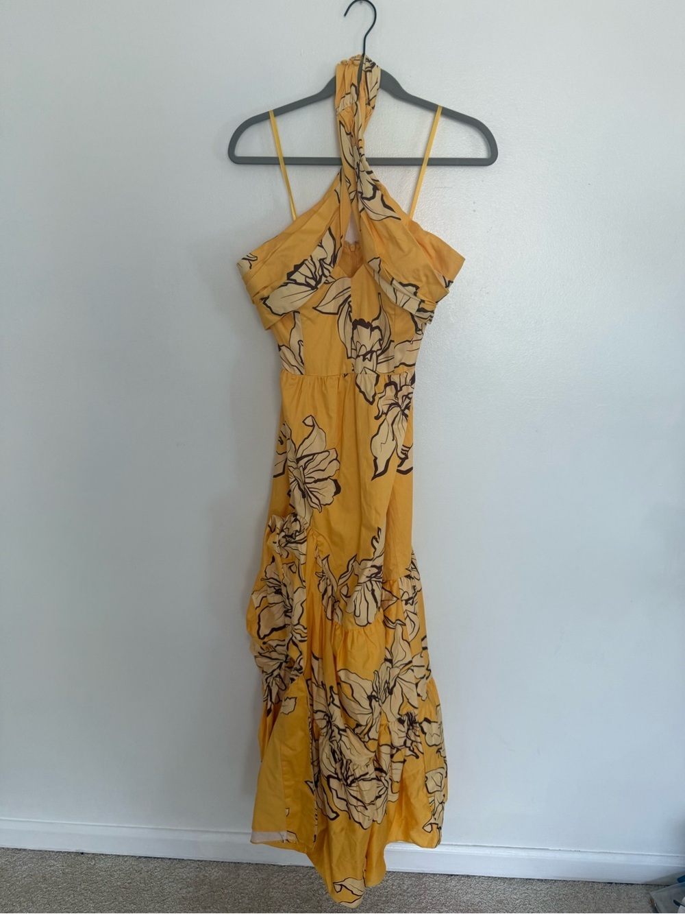 Anthropologie Hutch Dress Halter Maxi Ruffle in Maize Yellow Floral - Picture 4 of 6